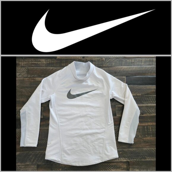 Nike Dri-fit White Fleeced Long-Sleeves Mockneck Boys size Small - Picture 1 of 5